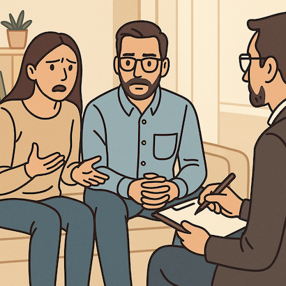 Bir çiftin danışmanlık oturumunda konuşması